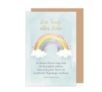 Edition Seidel Tarjeta de felicitación premium para bautizo con sobre, tarjeta de felicitación, tarjeta de felicitación, refranes, bautizo, niño, niña, bebé, niños, arco iris, multicolor flores (ET197