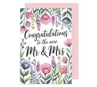 Edition Seidel Tarjeta de felicitación premium para boda con sobre, tarjeta de felicitación de boda, tarjeta de felicitación de matrimonio, día de boda, pareja de novios, corazón, amor, flores (H497