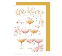 Edition Seidel Tarjeta de felicitación premium para boda con sobre, tarjeta de felicitación de boda, tarjeta de felicitación para el día de la boda, pareja de novios espumosos (H490 SW024)