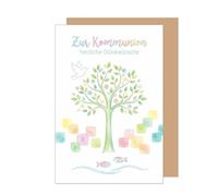 Edition Seidel Tarjeta de felicitación premium para comunión con sobre, tarjeta de comunión, tarjeta de felicitación, con refranes, niñas, jóvenes, árboles, hojas, multicolor, naturaleza (KO361 SW026)