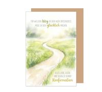 Edition Seidel Tarjeta de felicitación premium para confirmación con sobre, tarjeta de confirmación, tarjeta de felicitación, refranes, niñas, jóvenes, caminos, suerte, naturaleza, bendición (KF350