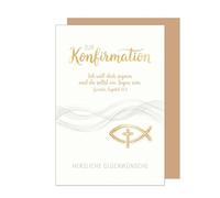 Edition Seidel Tarjeta de felicitación premium para confirmación con sobre, tarjeta de confirmación, tarjeta de felicitación, refranes, niñas, jóvenes, ondas, marítimo, oro, noble deseos (KF371 SW026)