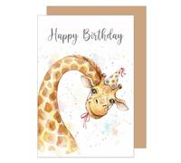 Edition Seidel Tarjeta de felicitación premium para cumpleaños con sobre, tarjeta de felicitación con texto en inglés jirafa Party Vibe accesorios para hombre mujer (G3900 SW026)