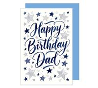 Edition Seidel Tarjeta de felicitación premium para cumpleaños con sobre. Tarjeta de felicitación de cumpleaños tarjeta de felicitación hechizo inglés feliz cumpleaños para papá padre hombre estrellas