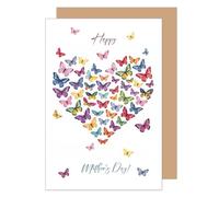 Edition Seidel Tarjeta de felicitación premium para el día de la madre con sobre, tarjeta de felicitación con texto en inglés "Happy Mother's Day", diseño de mariposas coloridas, corazón para madre y