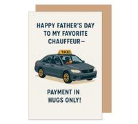 Edition Seidel Tarjeta de felicitación premium para el día del padre con sobre, tarjeta de felicitación con texto en inglés "Happy Father's Day Taxi, coche divertido para padre, papá, abuelo (V107