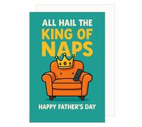 Edition Seidel Tarjeta de felicitación premium para el día del padre con sobre, tarjeta de felicitación con texto en inglés "Happy Father's Day", sillón corona divertida para padre, papá, abuelo (V106