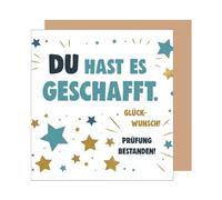 Edition Seidel Tarjeta de felicitación premium para examen aprobado con sobre, tarjeta de felicitación con texto en alemán "Abitur Feier Abitur Studium Mann Frau Jugendlicher (PRQ103 SW025)
