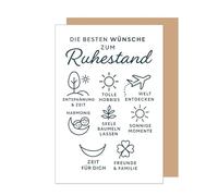 Edition Seidel Tarjeta de felicitación premium para jubilación con sobre, tarjeta de felicitación con texto en alemán para mujer hombre, colega, pensión, despedida, jubilación, vacaciones (R153 SW025)