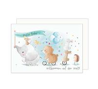 Edition Seidel Tarjeta de felicitación premium para nacimiento con sobre, tarjeta de bebé, tarjeta de eventos, tarjeta de saludo, saludo, bebé, animales, evento, niño niña (E272 SW023)