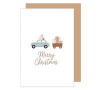 Edition Seidel Tarjeta de felicitación premium para Navidad con sobre, tarjeta de felicitación de Navidad, tarjeta inglesa para mujer y hombre, retro, regalo de Navidad, regalo de Navidad para coche
