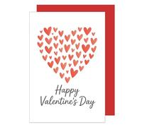 Edition Seidel Tarjeta de felicitación premium para San Valentín con sobre, tarjeta de felicitación con texto en inglés "Happy Valentine's Day", forma de corazón rojo, minimalista para hombre, mujer