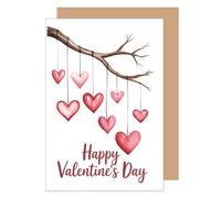 Edition Seidel Tarjeta de felicitación premium para San Valentín con sobre, tarjeta de felicitación con texto en inglés "Happy Valentine's Day", acuarela, amor para hombre, mujer, novio, novia