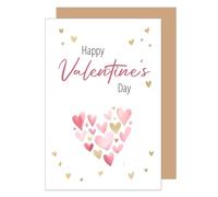 Edition Seidel Tarjeta de felicitación premium para San Valentín con sobre, tarjeta de felicitación con texto en inglés "Happy Valentine's Day corazones, acuarela, cariñosa para hombre, mujer, novio