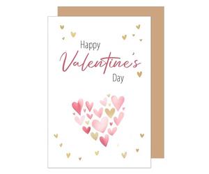 Edition Seidel Tarjeta de felicitación premium para San Valentín con sobre, tarjeta de felicitación con texto en inglés "Happy Valentine's Day corazones, acuarela, cariñosa para hombre, mujer, novio