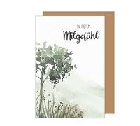 Edition Seidel Tarjeta de luto premium con sobre de papel kraft, tarjeta de condolencia en profunda compasión, árbol, acuarela, silenciosa, participación en la compasión (T1062 SW022)