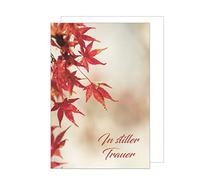 Edition Seidel Tarjeta de luto premium con sobre. Una sola tarjeta de condolencia en silencio tristeza hojas rojas condolencias cordiales despedidas participación compasión (T981 SW023)