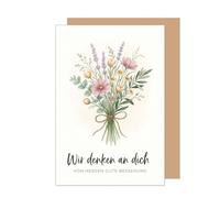 Edition Seidel tarjeta de pronta recuperación premium con sobre. Frase pensamos en ti que te mejores de corazón ramo de flores (GX148 SW026)
