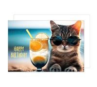 Edition Seidel Tarjeta XXL de felicitación de cumpleaños premium con sobre formato DIN A4. Billet Happy Birthday para hombre mujer niñas adolescentes gatos geniales cóctel (A4-G9999)
