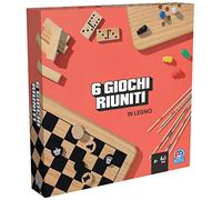 Editrice Giochi, Juegos de Mesa Clásicos, Juego de 6 juegos de mesa de | Tablero de ajedrez y piezas de madera, Dama de ajedrez chino Domino Jumbling Tower y Shanghai, de 2 a 6 jugadores