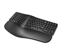 EDJO Teclado inalámbrico ergonómico recargable, teclado inalámbrico Bluetooth/2.4G con reposamuñecas acolchado, multidispositivo, diseño dividido, para Windows/Mac/Android/iOS