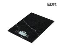 EDM Báscula de Cocina Digital 5 kg, Modelo 3, Vidrio, Pantalla LCD, Precisión 1 g, Apagado Automático, Pila Incluida