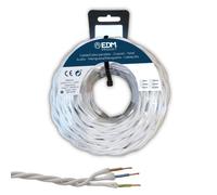 Edm 11888 cable paralelo textil trenzado, blanco, 3 x 1 mm x 5 m