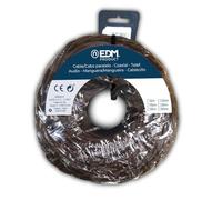 EDM 11895 Cable Paralelo Textil Trenzado, Marrón, 3 x 2.5 mm x 5 m