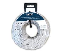 EDM 11987 Cable Paralelo Textil Trenzado, Blanco, 2 x 2.5 mm x 25 m