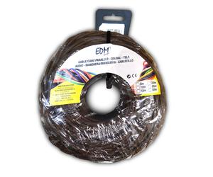 Edm 11993 cable paralelo textil trenzado, marrón, 3 x 1.5 mm x 25 m