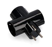 EDM E40059 Clavija Triple Negra Blister con Baquelita T/Tl 16A, Negro, 250 V