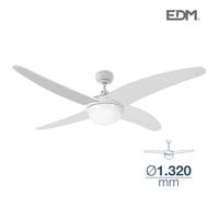 Edm Ventilador de Techo Caspio Blanco 132 cm 60 W con Mando a Distancia y Luz