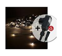 EDM 71481 Cortina con Programador 2 x 1, 100 Leds, Blanco, 10 M