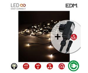 Edm 71483 cortina icicle con programador 12 tiras 40 leds, blanco, 12