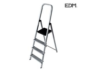 Edm 75053 escalera domestica aluminio 4 peldaños, multicolor