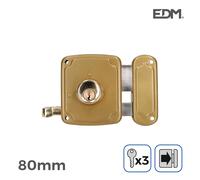 Edm 85261 cerradura derecha 3 llaves incluidas, 80 mm, dorado