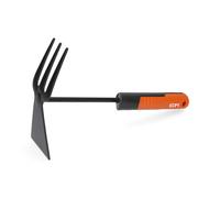 EDM Azada y Rastrillo de Jardinería 31 cm - Herramienta Manual para Huerto con Mango Gris/Naranja de Metal/PVC
