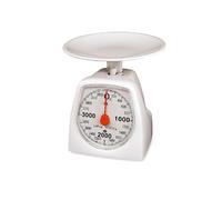 EDM Báscula Analógica de Cocina - Peso Máximo 4 kg, División 20 g, Plato Ø16.5 cm, Blanco