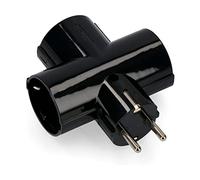 EDM E40059 Clavija Triple Negra Blister con Baquelita T/Tl 16A, Negro, 250 V