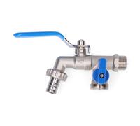 Edm Grifo de esfera doble salida con codo 1/2" x 3/4" x 3/4" Cromado
