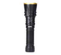 EDM Linterna LED de Largo Alcance, 600m, 20W, 1800lm, IP65, 3 Modos, Zoom, Batería 4000mAh, Negro/Dorado