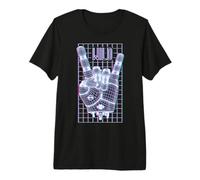 EDM Rave Mano Rock Cuernos Salvaje Divertido Techno Robot Glitch DJ Camiseta Premium