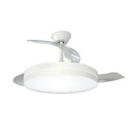 EDM Ventilador de Techo Blanco con Luz 3CCT, Motor DC 36W, 3 Aspas Transparentes Retráctiles, Mando a Distancia, Ø107 cm