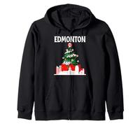 Edmonton Skyline - Árbol de Navidad Canadiense con Bandera de Canadá Sudadera con Capucha