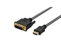 Ednet HDMI Adapter Cable, Type A - DVI(24+1) M/M, 5.0m, Full HD, Cotton, Gold, Negro