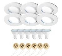 EDO 6 Piezas Downlight Empotrable de Techo POLI Bianco - Focos de Techo Redonda Ø95mm con GU10 7,5W 6500K 230V Spot Empotrado con Aro Orientable - IP44 Hermético para Baño Lavandería y Cocina
