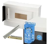 EDO Caja de Distribución de Superficie 1 Fila para 12 Módulos 20x 30x 9,5cm | IP40 - Cuadro Electrico en ABS Blanco - Armario de Distribución Interior para Casa, Taller, Garaje