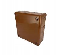 EDO Caja de Superficie IP55 Estanca 118x118x46 mm Marrón, 12 Entradas, sin Halógenos - Caja de Distribución con Prensaestopas de Goma y Cierre con “TORNILLOS” Interior/Exterior