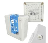 EDO Caja de Superficie IP55 Estanca 86x86x40 mm Marrón, | 12 Entradas, sin Halógenos - Caja de Distribución con Prensaestopas de Goma y Cierre con “TORNILLOS” Interior/Exterior