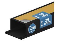 EDO Canaleta Autoadhesiva para Cables 40x25 mm Antracita Oscuro 2 m - Tira de PVC con Tapa Abatible - Canaleta Eléctrica para Pared y Organizador de Cables para Hogar, Oficina o TV